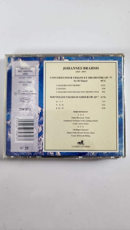 Brahms – Concerto pour violon op. 77 et Nouvelles valses d’amour – CD Classica Licorne