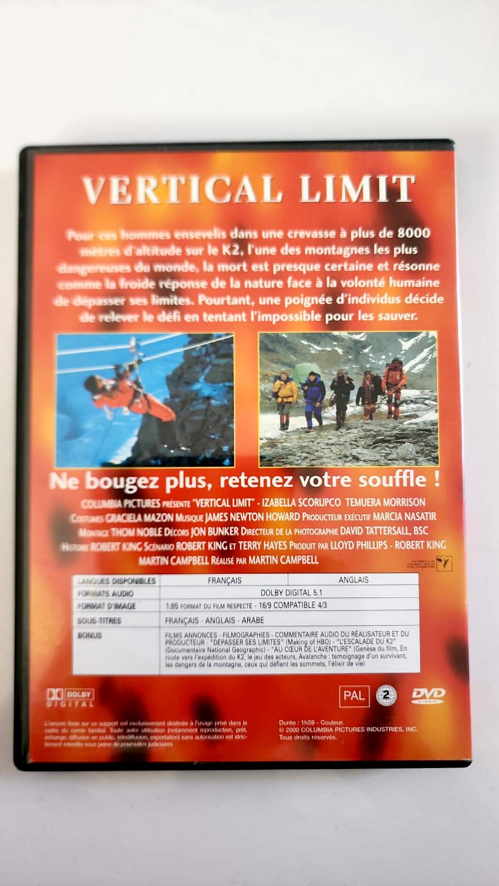Jaquette arrière Vertical Limit Collection Action DVD
