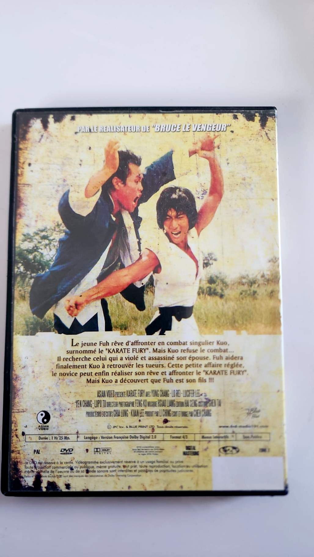 Jaquette arrière Karate Fury La Colère de Fu DVD