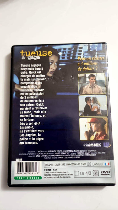 Jaquette arrière du DVD Tueuse à gages, résumé, format et mentions d’édition