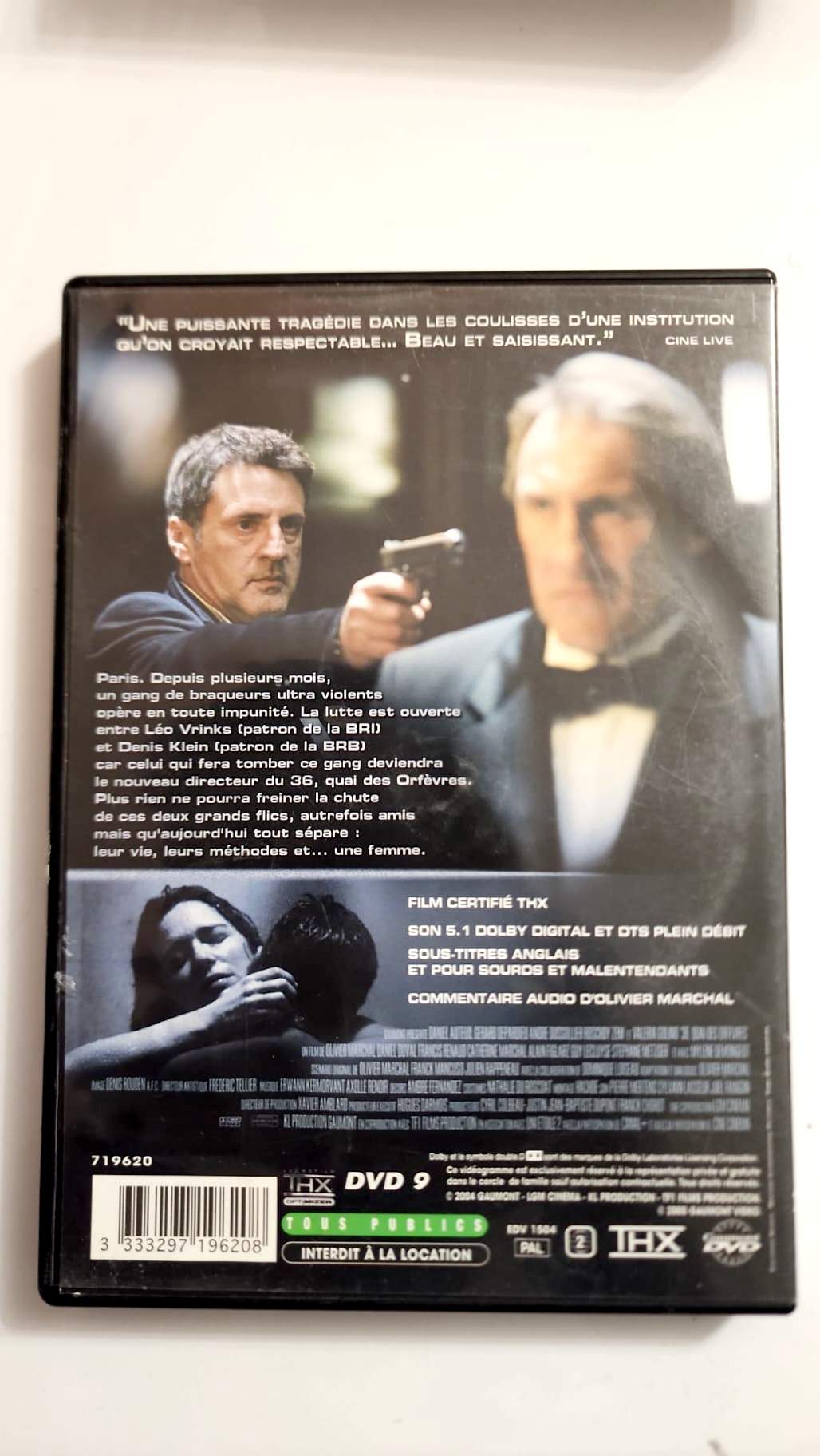Jaquette arrière du DVD 36 Quai des Orfèvres, édition Gaumont, EAN 3332979196208