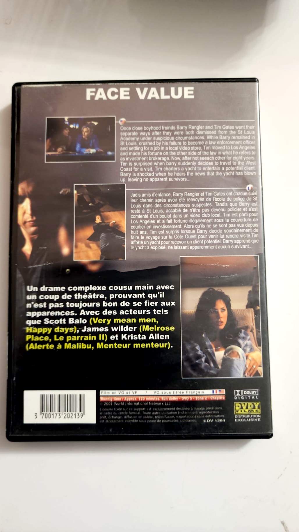 Jaquette avant du DVD Face Value, collection Le meilleur du cinéma indépendant américain