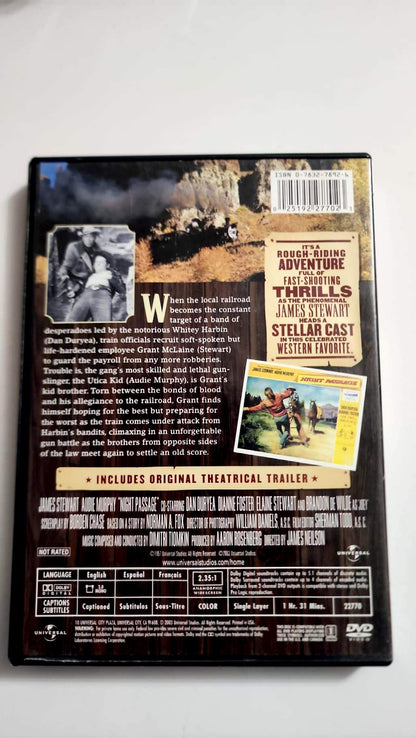 Jaquette arrière du DVD Night Passage, résumé et langues audio/sous-titres