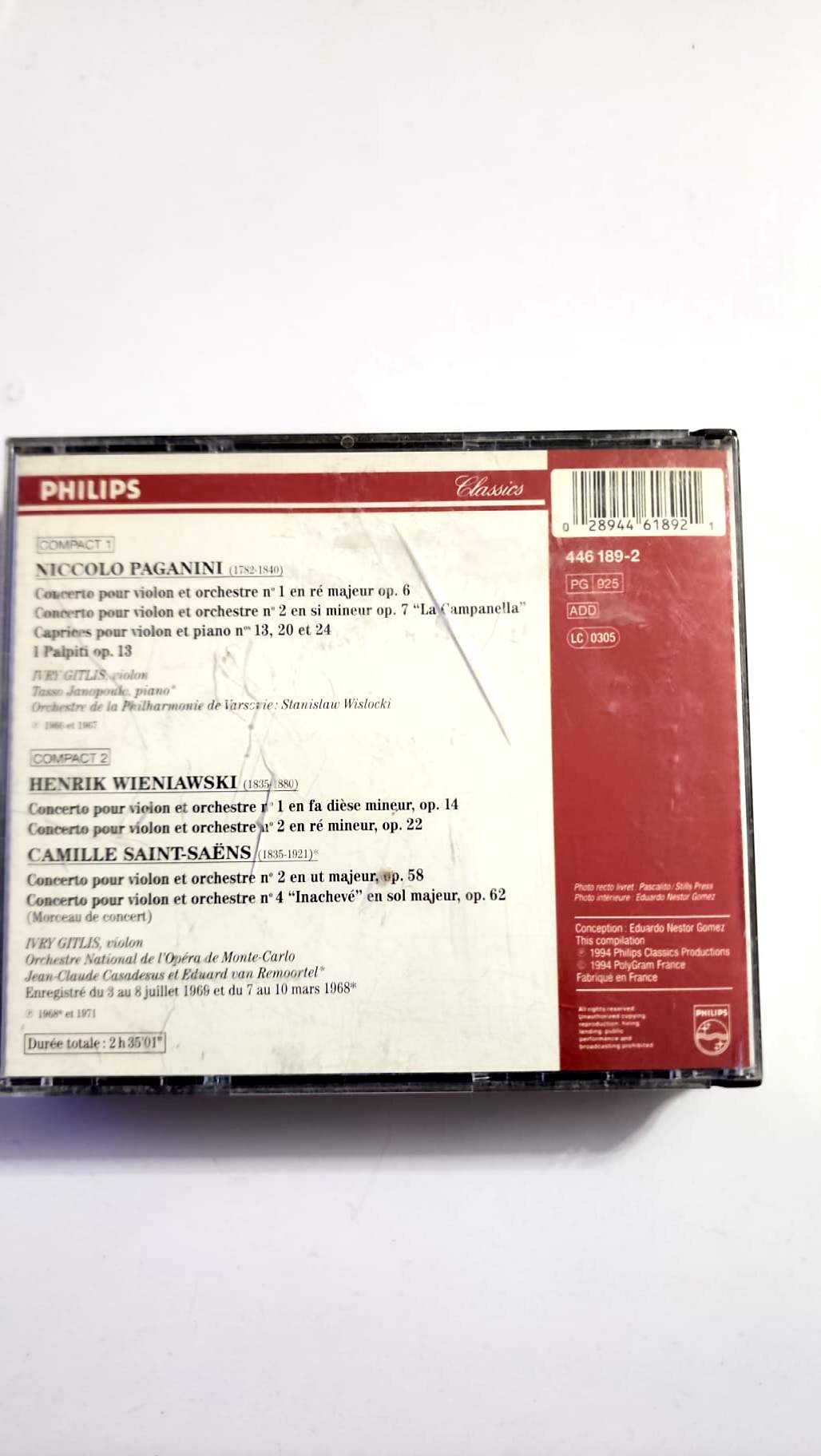 Ivry Gitlis – L’homme au violon – Paganini, Wieniawski, Saint-Saëns – Coffret 2 CD Philips