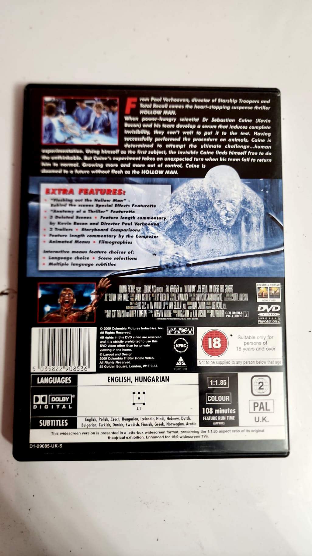 Hollow Man DVD - Pochette arrière