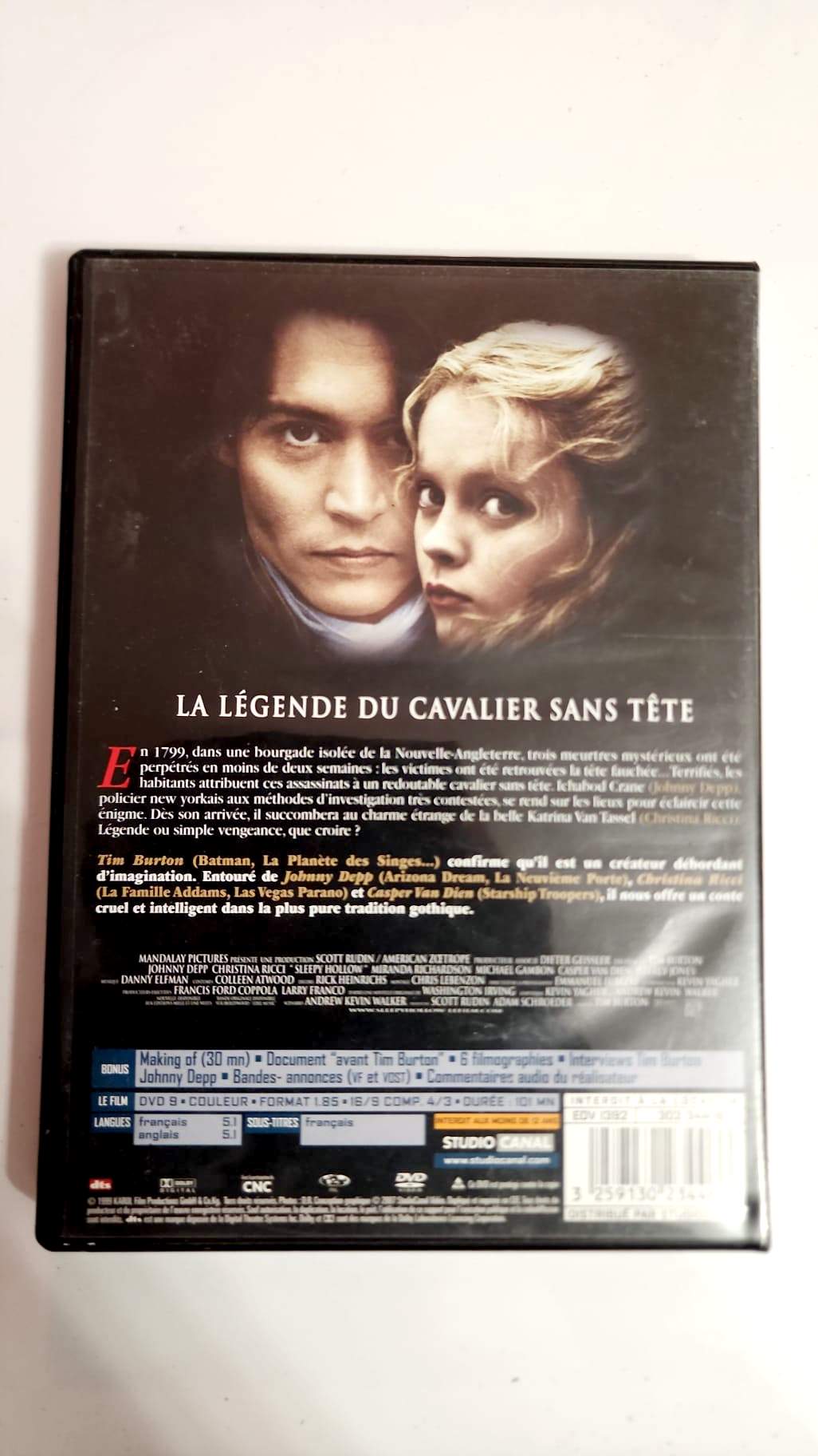 Sleepy Hollow DVD - Verso pochette