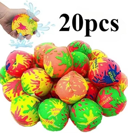 Lot de 20 Balles Absorbantes Réutilisables – Bataille d’Eau | Mousse Éponge | Piscine Plage Jardin | Enfants & Adultes