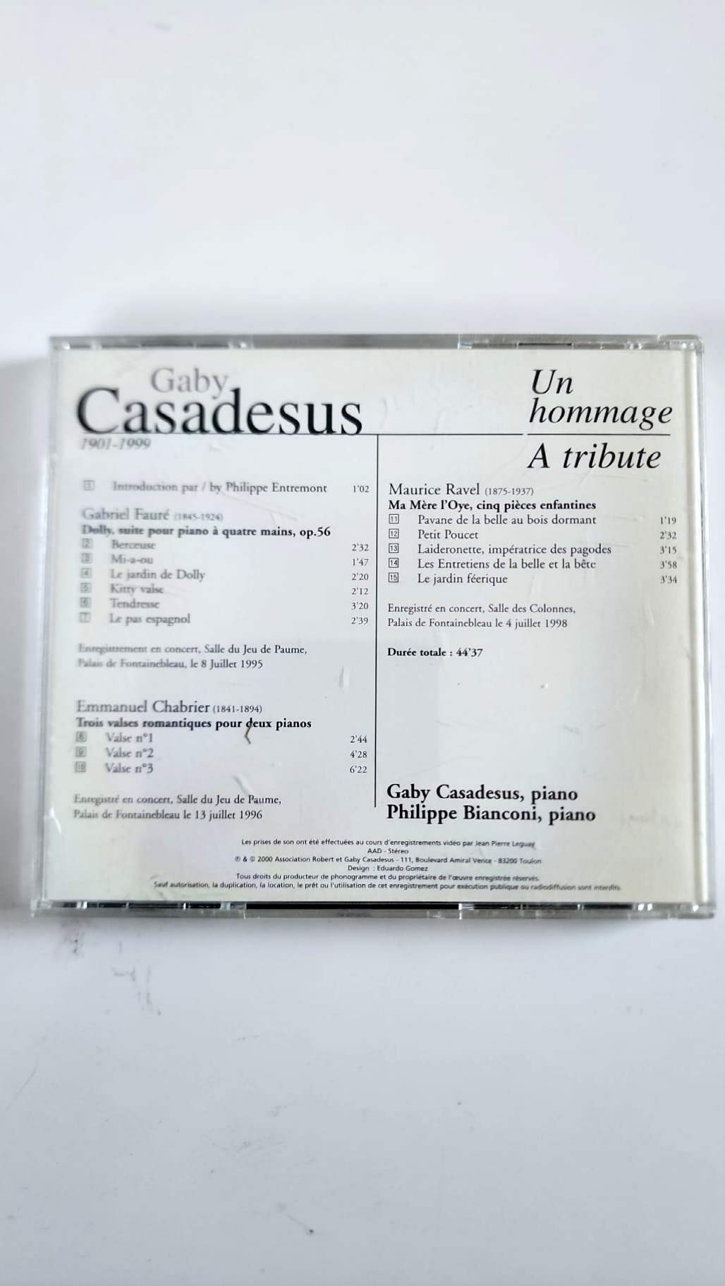 Gaby Casadesus – Un hommage / A Tribute – Fauré, Chabrier, Ravel – CD