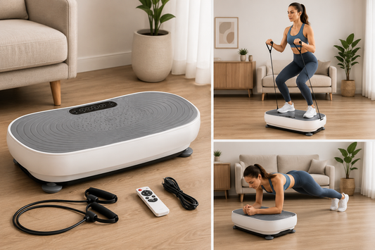 Plateforme Vibrante Fitness Électrique 99 Vitesses avec Télécommande Écran LED Bandes de Résistance Entraînement Corps Complet