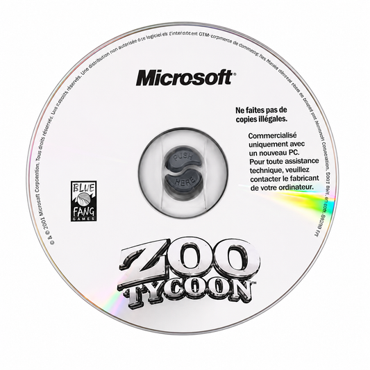 Zoo Tycoon Jeu PC CD-ROM Seul Sans Boîtier Version Française Microsoft Occasion