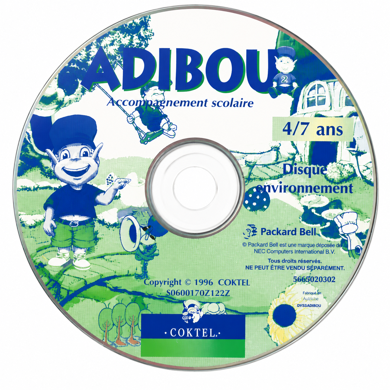 Adibou – Accompagnement scolaire 4/7 ans – CD-ROM PC éducatif – Disque seul – Fonctionnel – Sans boîtier