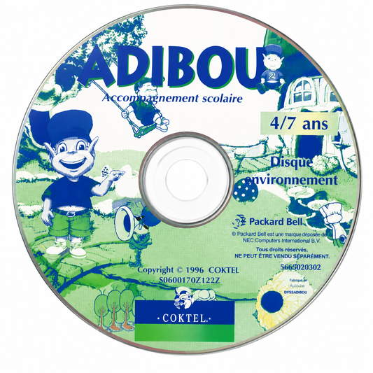 Adibou – Accompagnement scolaire 4/7 ans – CD-ROM PC éducatif – Disque seul – Fonctionnel – Sans boîtier