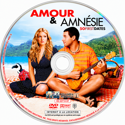 Amour & Amnésie (50 First Dates) DVD Comédie Romantique Drew Barrymore Adam Sandler CD Seul Sans Boîtier