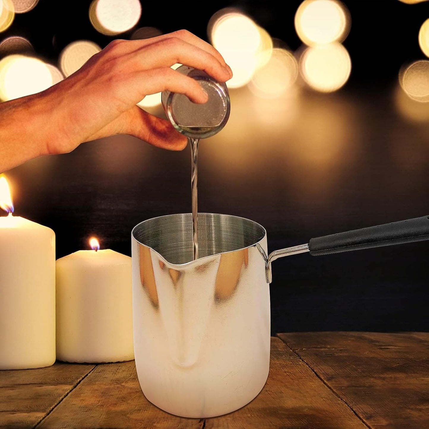 Pot de Fusion de Cire avec Poignée Bakélite – Pichet Métal pour Fabrication de Bougies et Savon