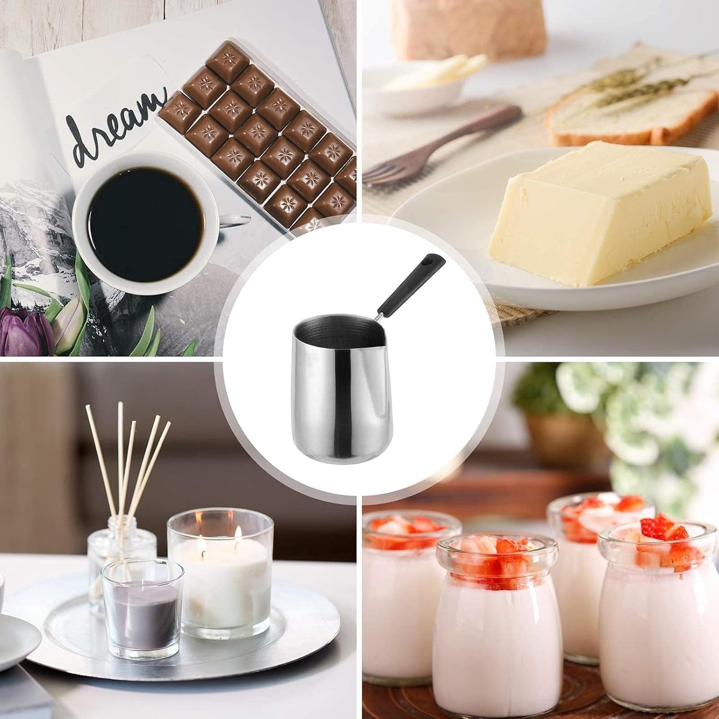 Pot de Fusion de Cire avec Poignée Bakélite – Pichet Métal pour Fabrication de Bougies et Savon