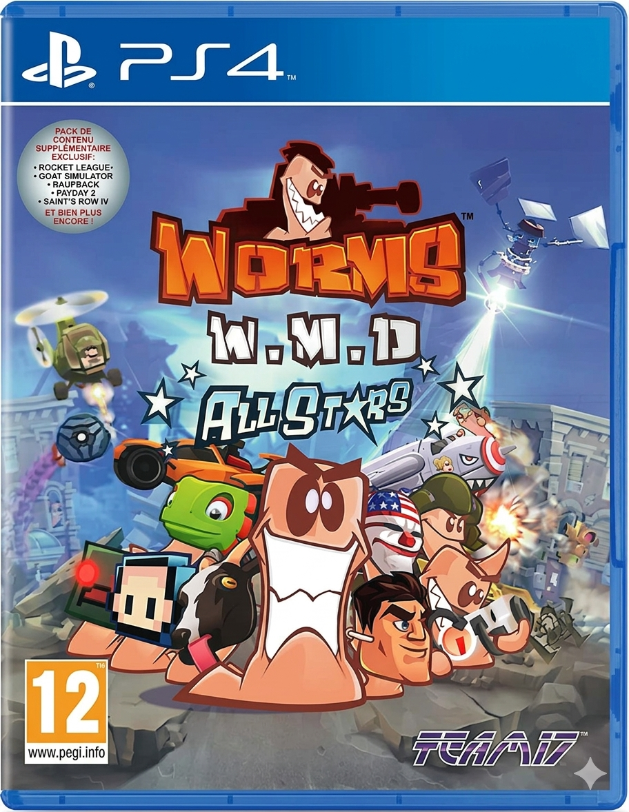 Worms W.M.D All-Stars PS4 – Jeu PlayStation 4 – Action Stratégie Tour par Tour – Édition All-Stars – PEGI 12
