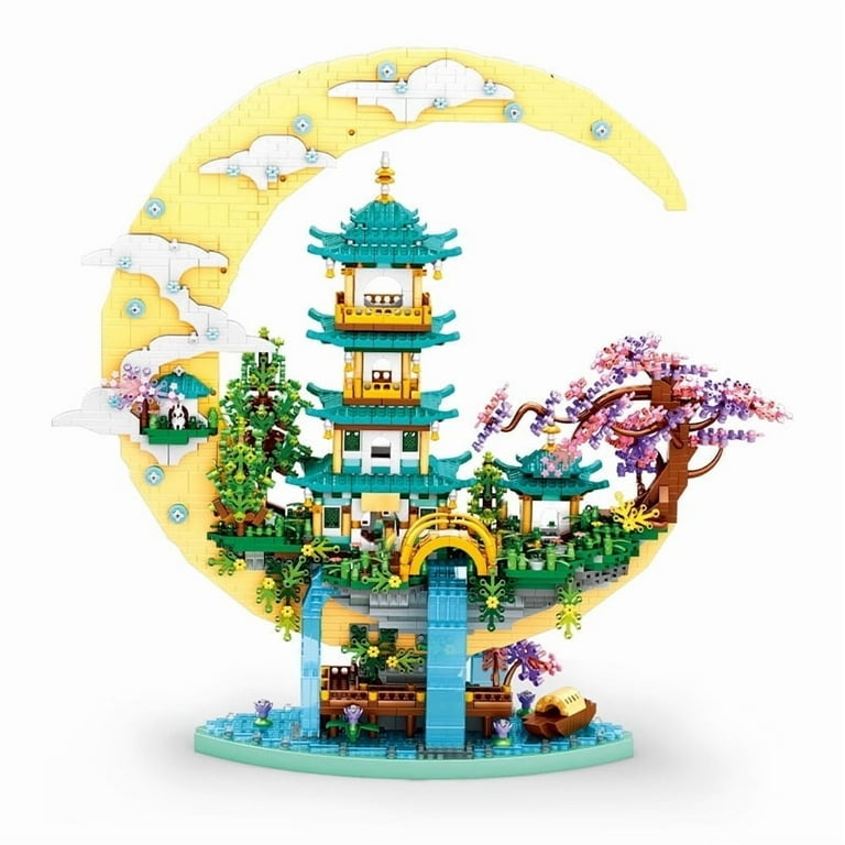 Maison Miniature LED Lune Sakura en Blocs de Construction – Décoration Lumineuse 3D DIY 4288 Pièces – Maquette Féérique Premium