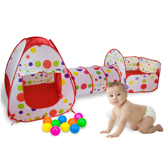 Tente Enfant 3 en 1 – Tunnel Pliable et Piscine à Balles Intérieur/Extérieur
