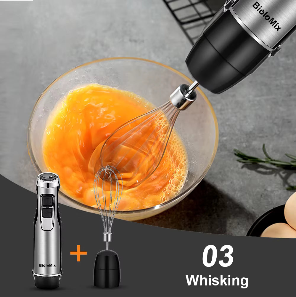 Mixeur plongeant 4 en 1 1200W avec hachoir et lames inox