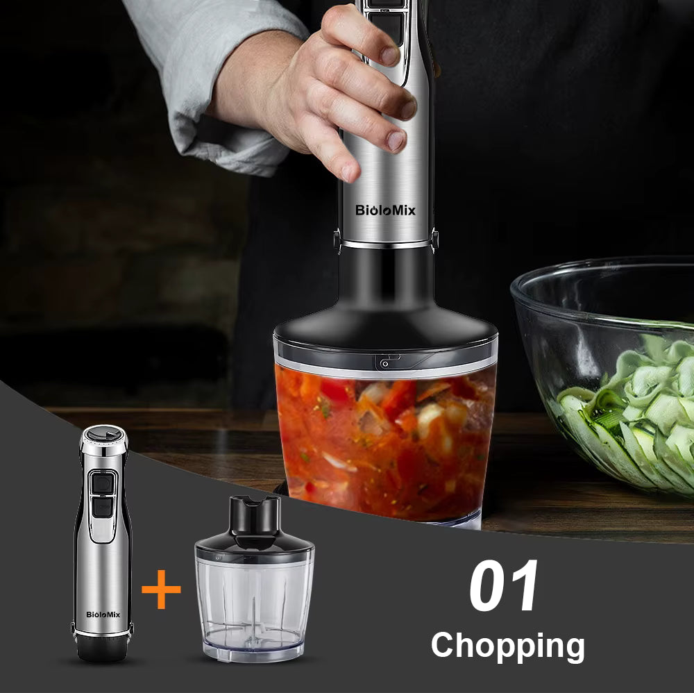 Mixeur plongeant 4 en 1 1200W avec hachoir et lames inox