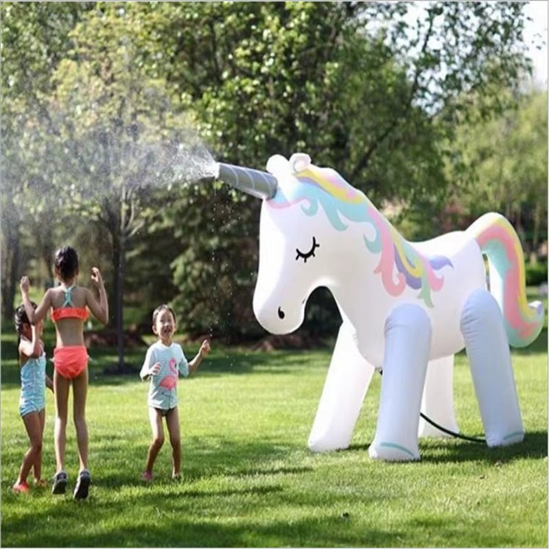 Licorne Gonflable Géante 220 x 80 x 160 cm pour Piscine – Fontaine Pulvérisateur d'Eau – Flotteur XXL – Jouet Gonflable Été Enfant & Adulte – PVC Résistant