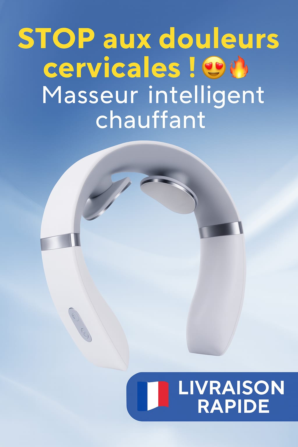 Masseur Cervical Intelligent Chauffant – Soulage Douleurs au Cou et Trapèzes – Électrostimulation, Chaleur, Léger et Rechargeable – Livraison Rapide 🇫🇷 – neuf