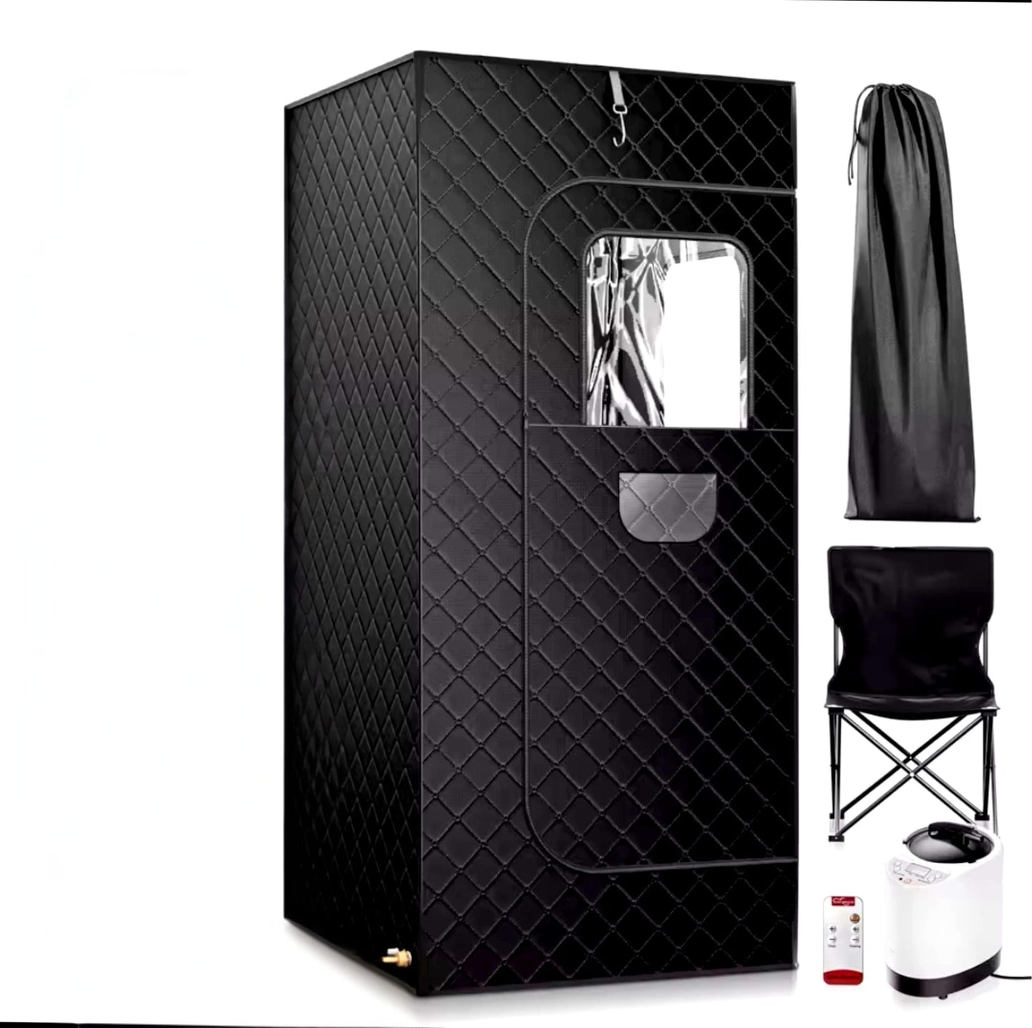 Sauna à vapeur portable pour la maison – 1000W – Cuve 3L – Cabine pliable individuelle avec siège et télécommande – Relaxation et détox