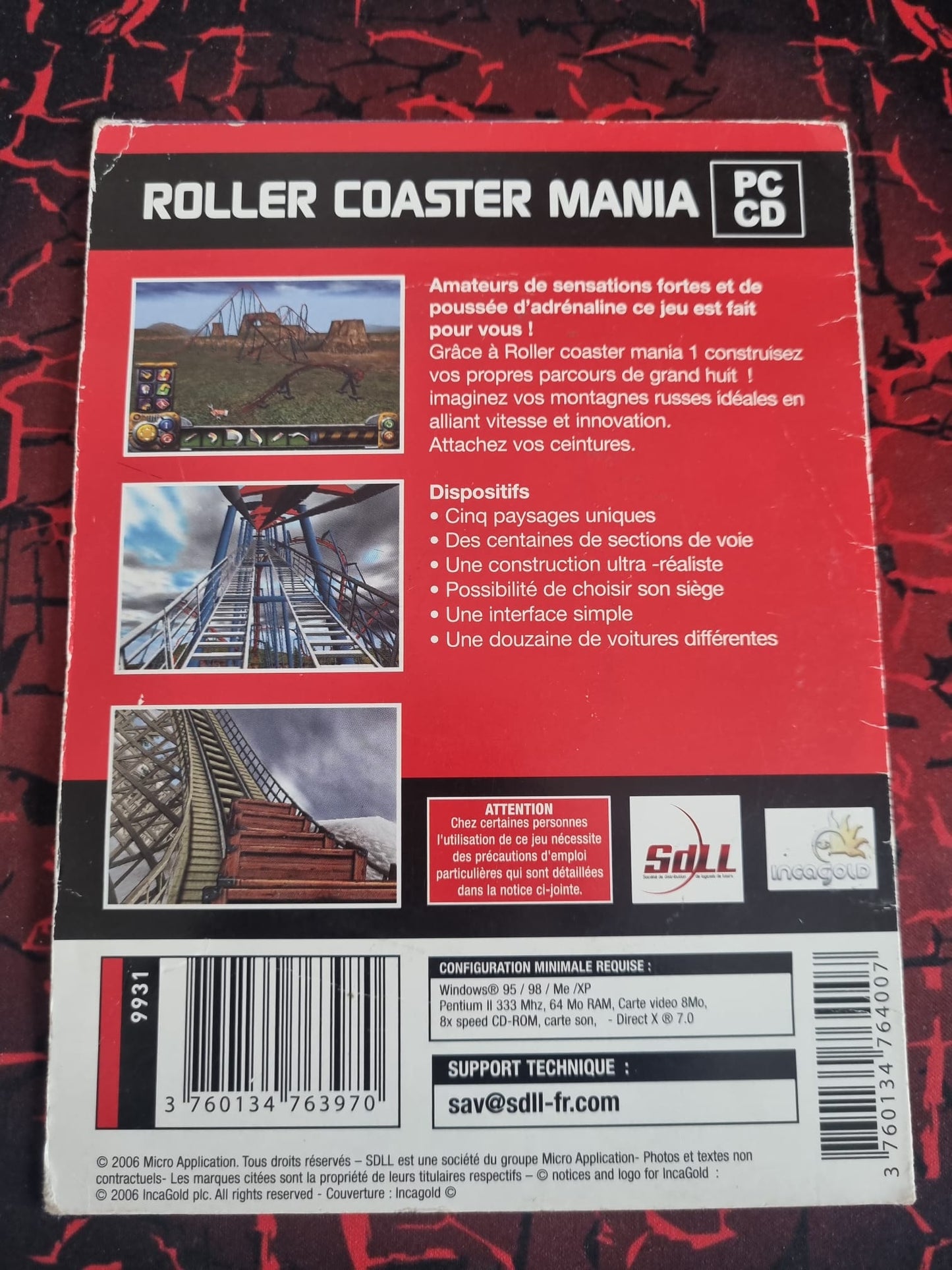 Roller Coaster Mania – Jeu PC CD-ROM – Construction de montagnes russes – Simulation de parc d’attractions