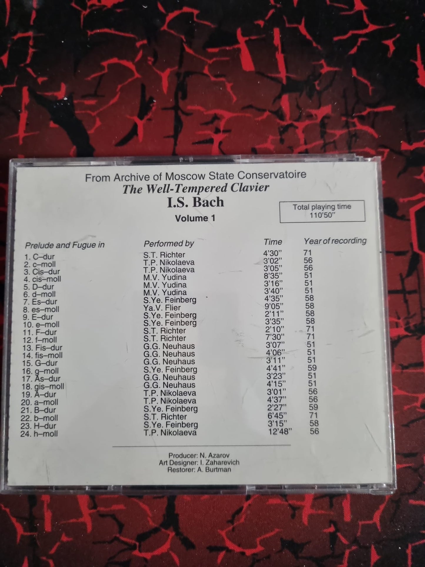 J.S. Bach – The Well-Tempered Clavier Vol. 1 – Russian Piano School – Moscow Conservatoire Archive – Polyart – CD Album