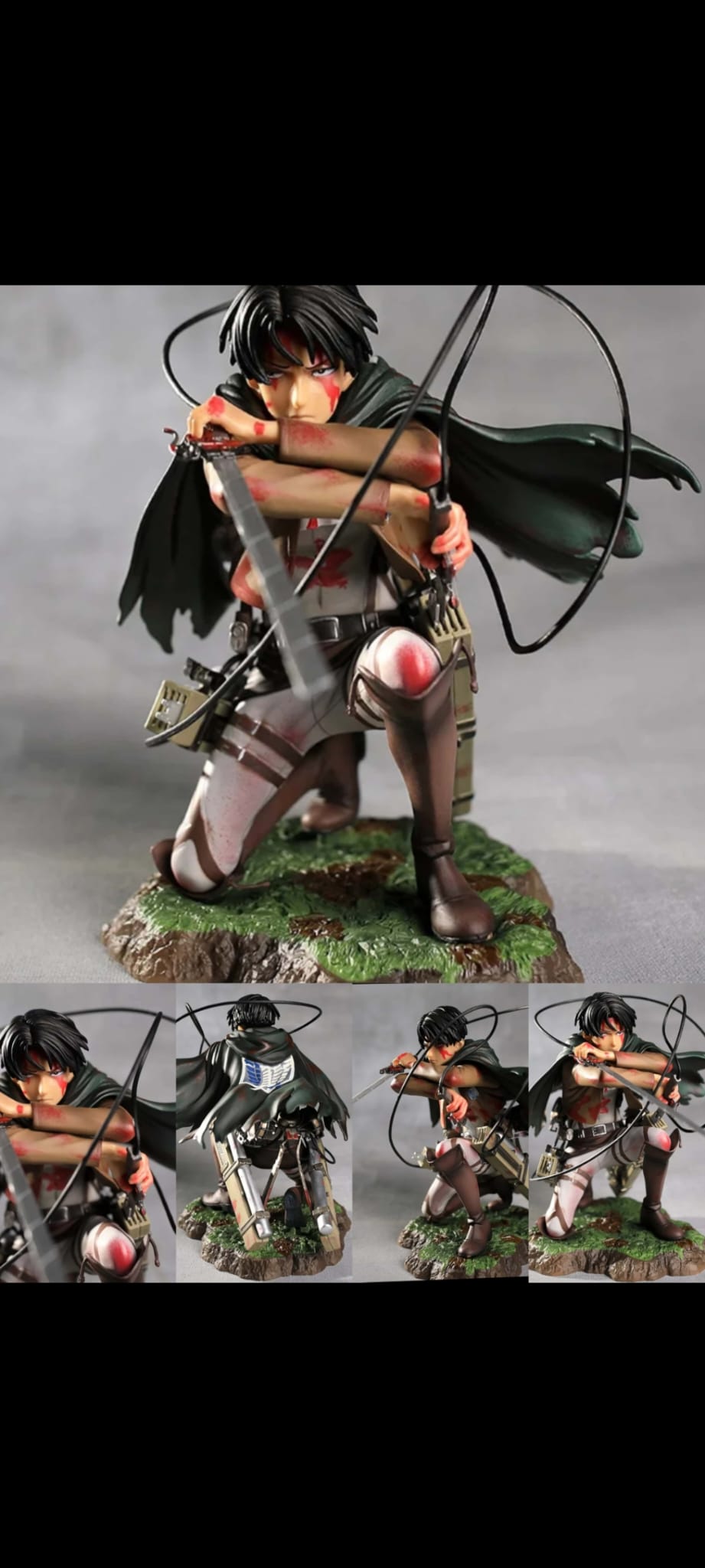 Figurine décorative style anime manga – Guerrier en pose de combat – Statue de collection détaillée – Environ 16 cm – Sans boîte