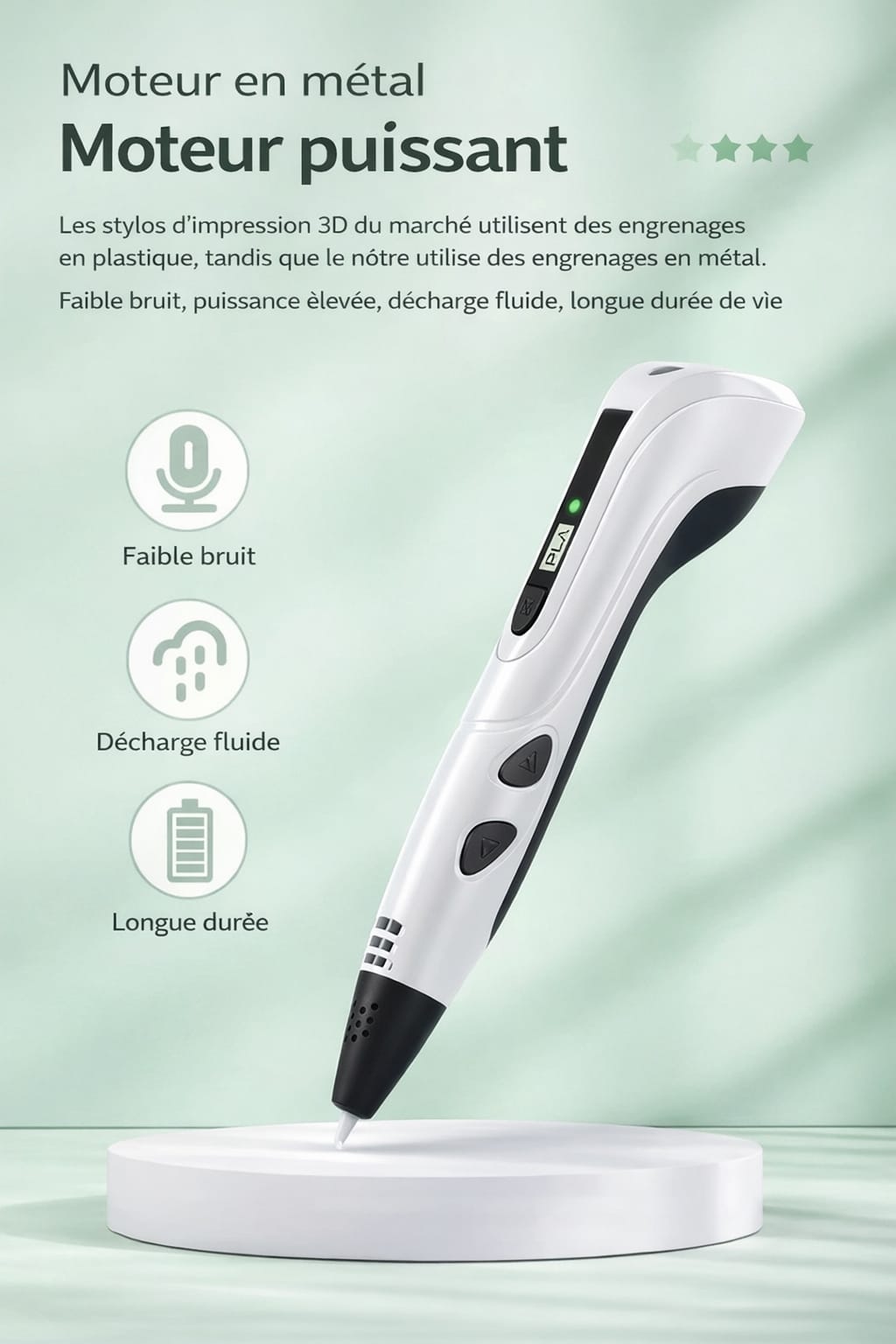 Stylo 3D Enfant – Kit Stylo Impression 3D avec Filament PLA 3 m et Câble USB-C, Stylo 3D Créatif pour Dessin 3D, Loisirs Créatifs et Activités Éducatives
