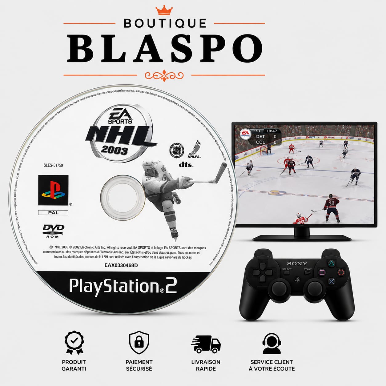 NHL 2003 – Jeu PS2 – CD seul – Sans boîtier – Version PAL – EA Sports