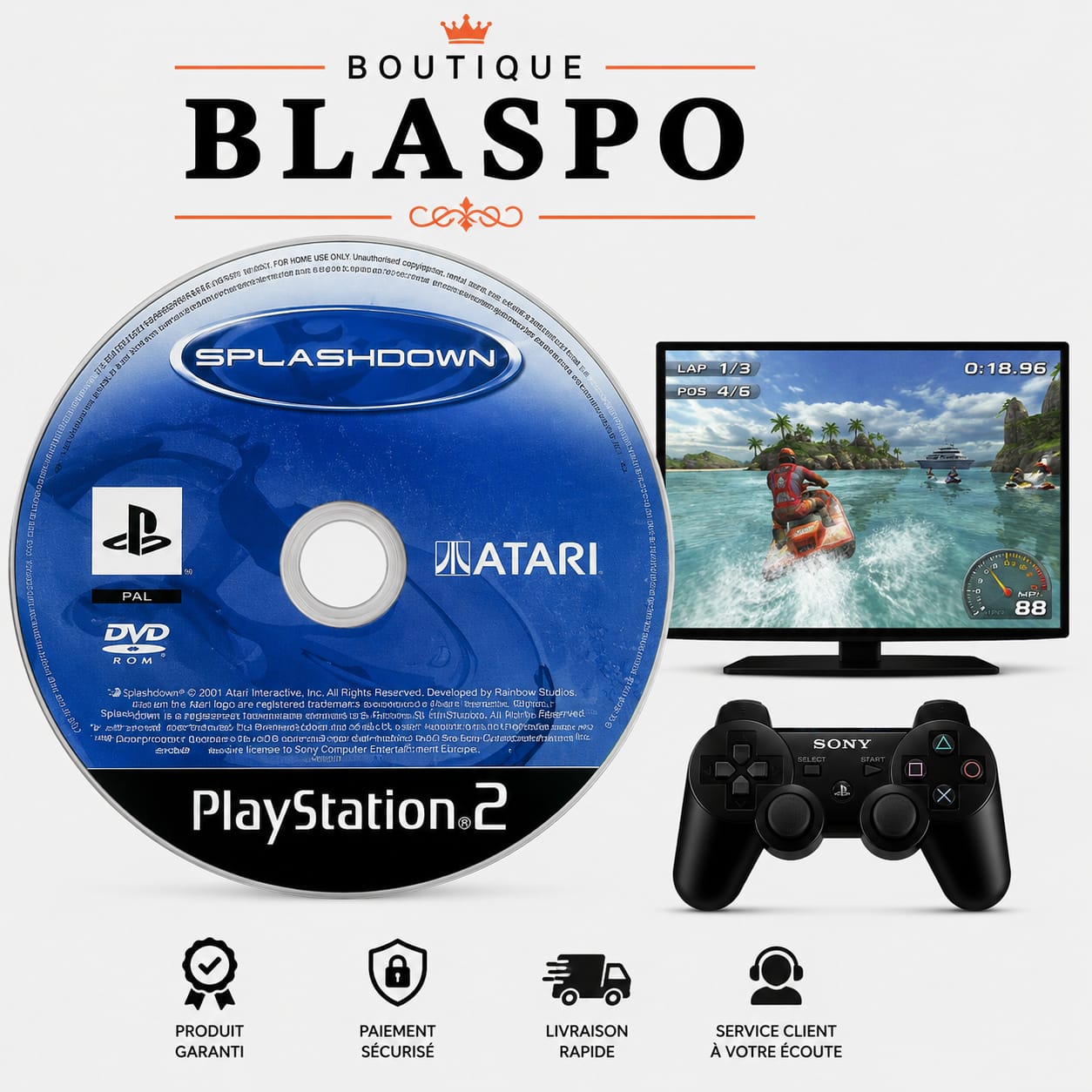 Splashdown – Jeu PS2 – CD seul – Sans boîtier – Version PAL – Atari