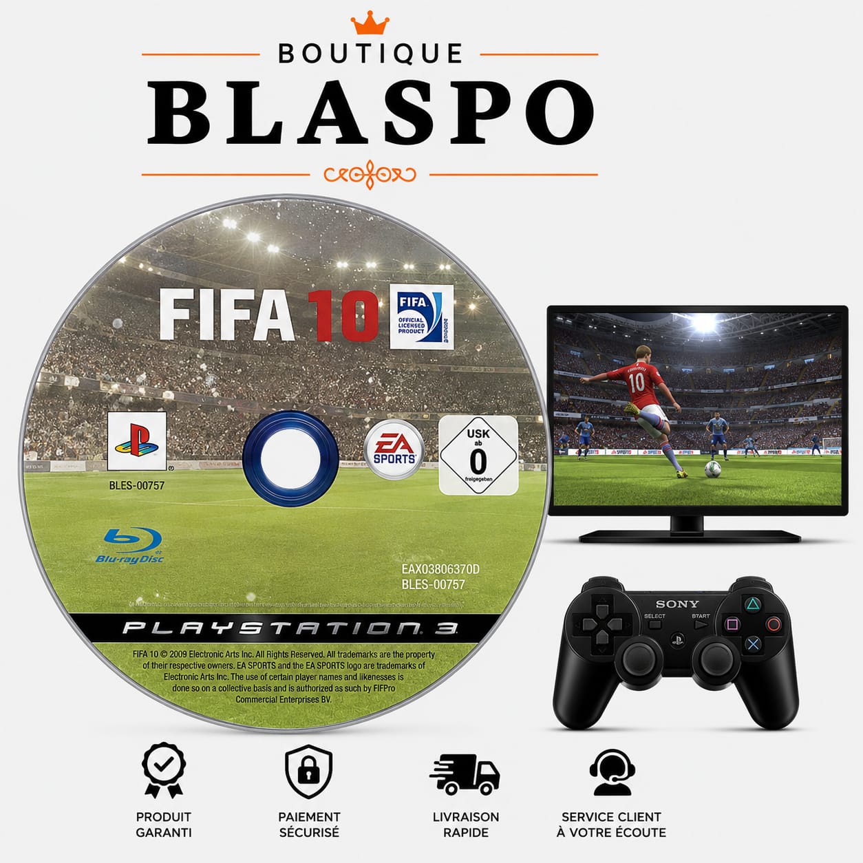 FIFA 10 – PS3 – CD seul sans boîtier – Jeu de football