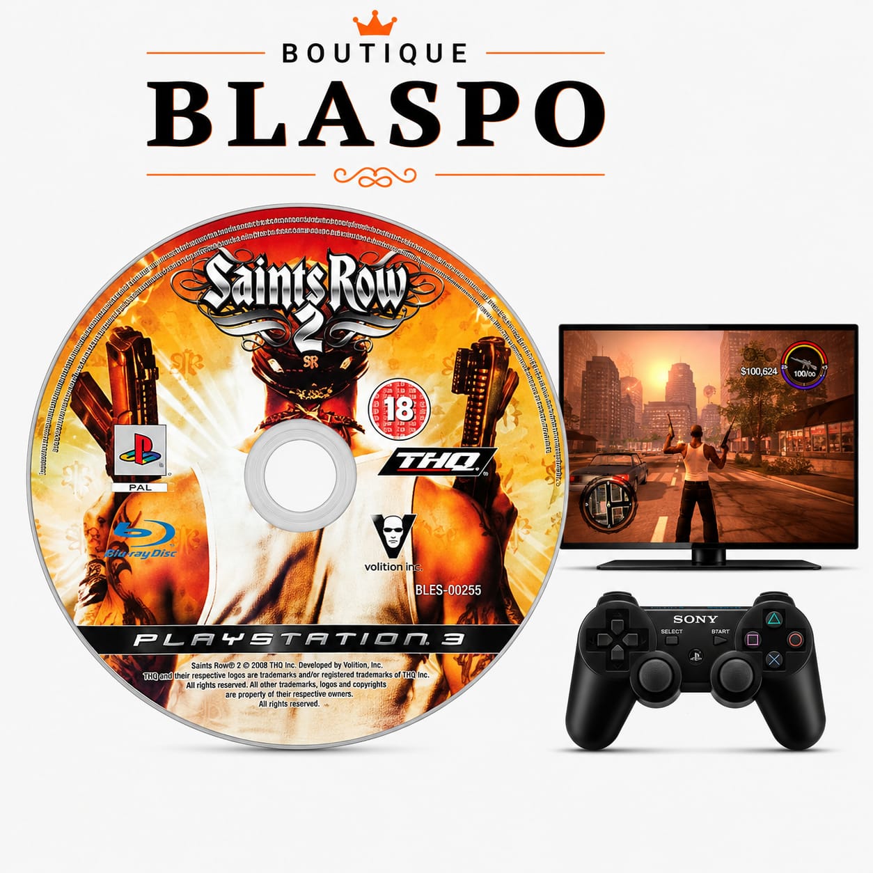 Saints Row 2 Jeu PS3 Blu-Ray – CD Jeu Uniquement Sans Boîtier – Jeu Action Monde Ouvert PlayStation 3