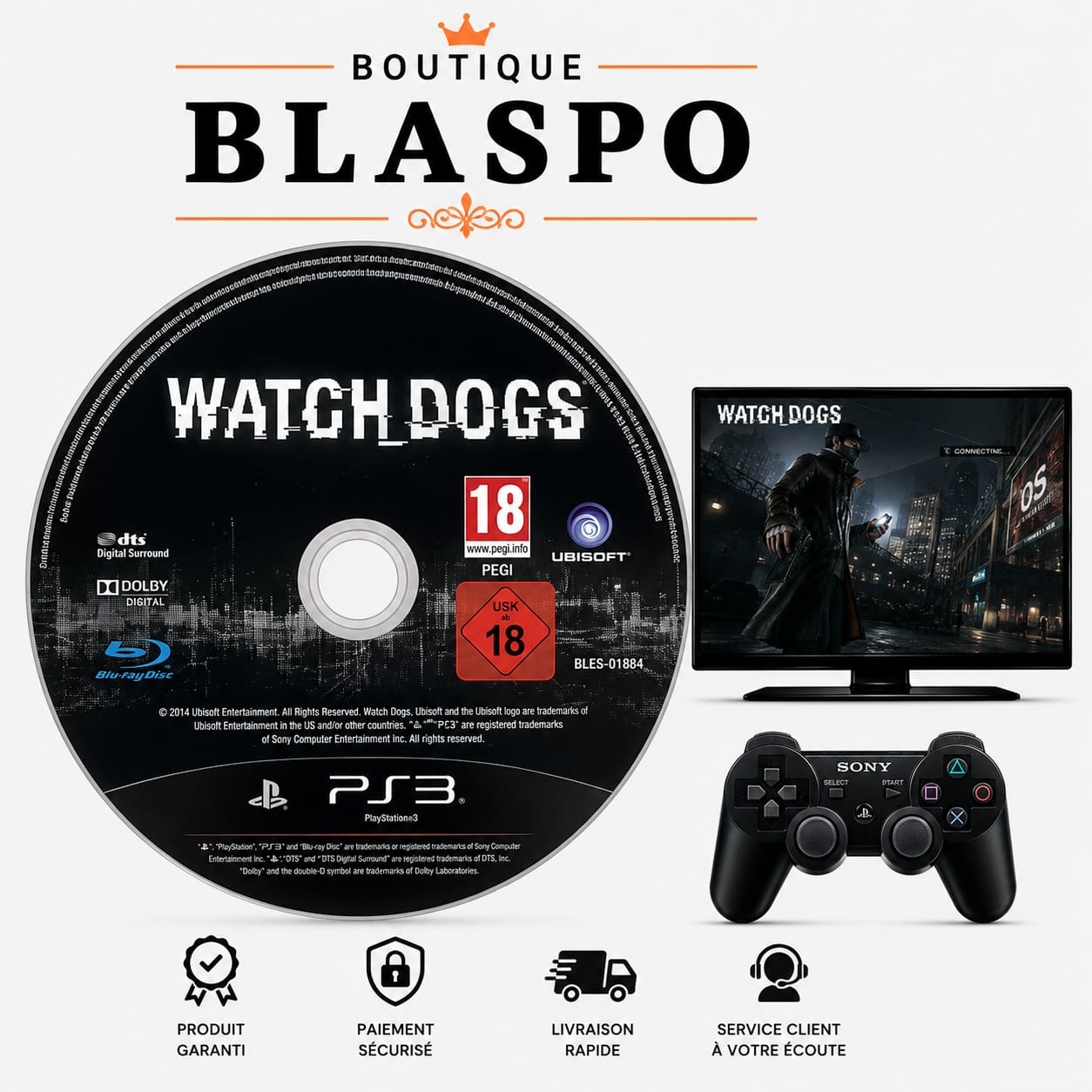 Watch Dogs – Jeu PS3 – CD seul – Sans boîtier – Version PAL – Action Aventure