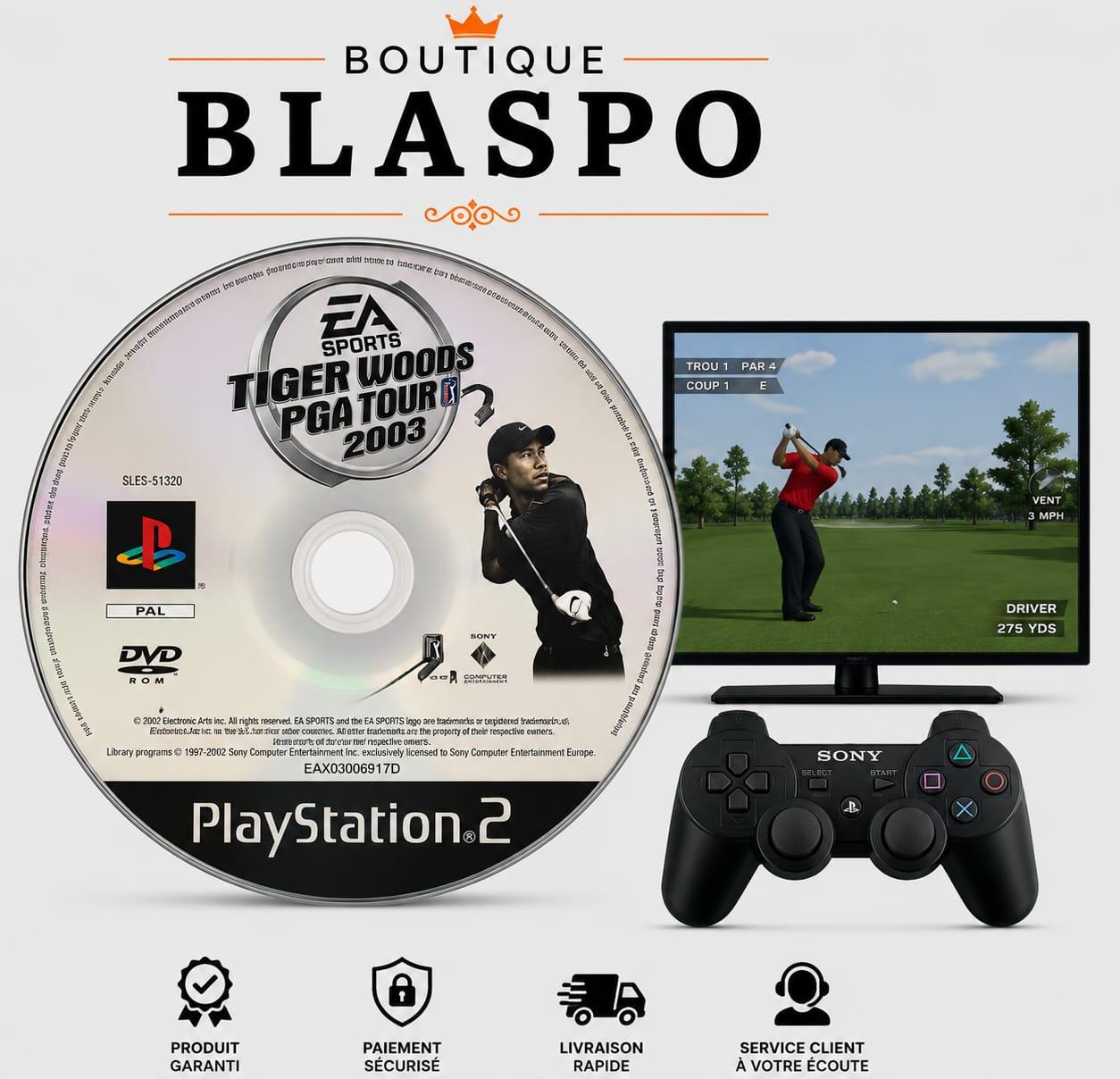 Tiger Woods PGA Tour 2003 – Jeu PS2 – CD seul – Sans boîtier – Version PAL