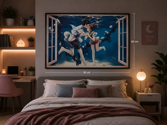 Sticker Mural Le Voyage de Chihiro – Chihiro & Haku Dragon – Manga Ghibli – 60 x 90 cm