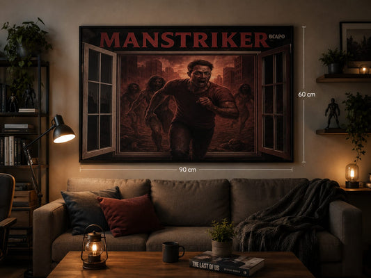 Sticker Mural Horreur 3D MANSTRIKER Blaspo 90 x 60 cm – Effet Fenêtre Ouverte – Zombie Apocalypse – Décoration Salon, Chambre Gaming et Cinéma Horror