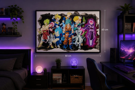 Sticker Mural 3D Guerriers Légendaires 90 x 60 cm – Effet Mur Cassé – Décoration Manga Fantasy pour Chambre Gaming, Bureau et Salon
