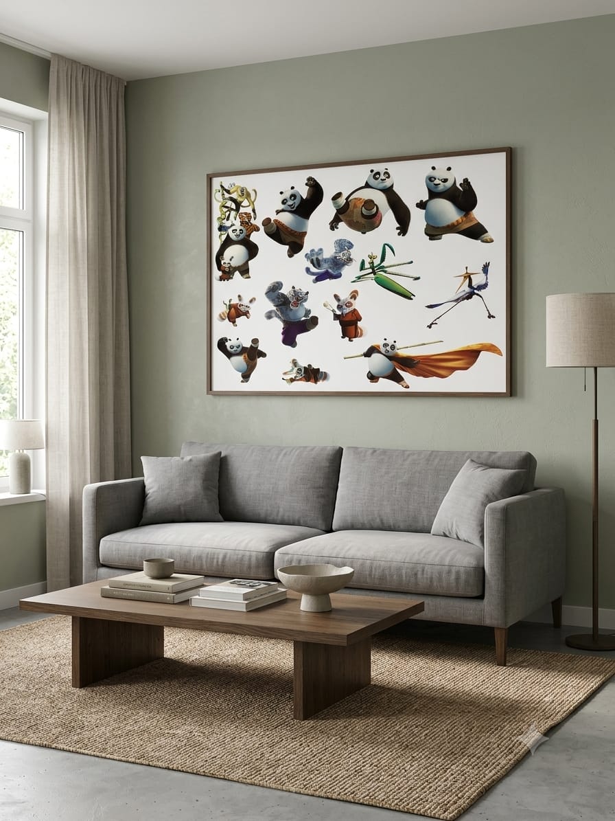 Poster Kung Fu Panda Décoration Murale Anime Film d’Animation Chambre Enfant Salon 90x60 cm