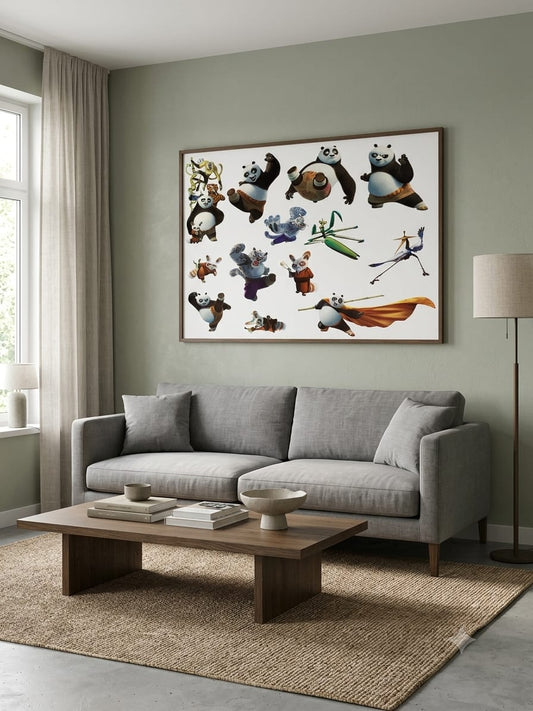 Poster Kung Fu Panda Décoration Murale Anime Film d’Animation Chambre Enfant Salon 90x60 cm