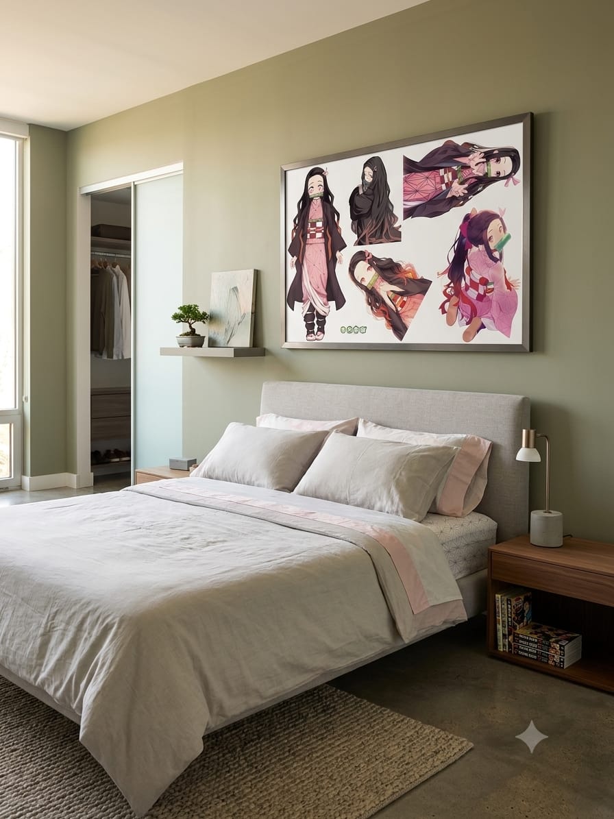 Poster Manga Anime Nezuko Kamado Encadré Décoration Murale Chambre Salon 90x60 cm