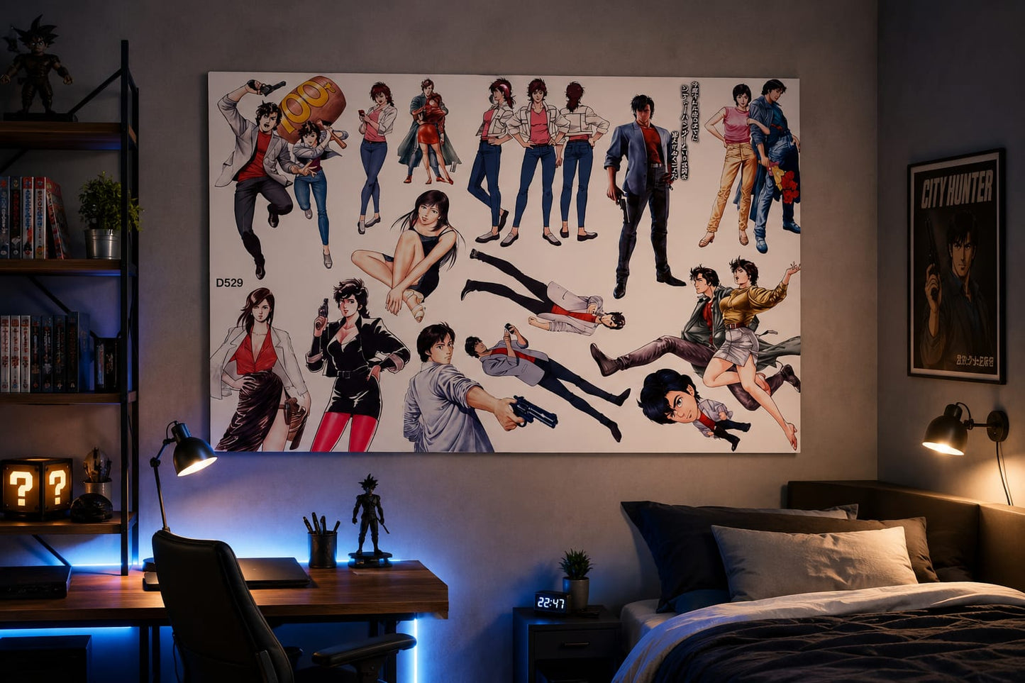 Poster City Hunter Nicky Larson Manga Anime Décoration Murale Chambre Gaming 90x60 cm