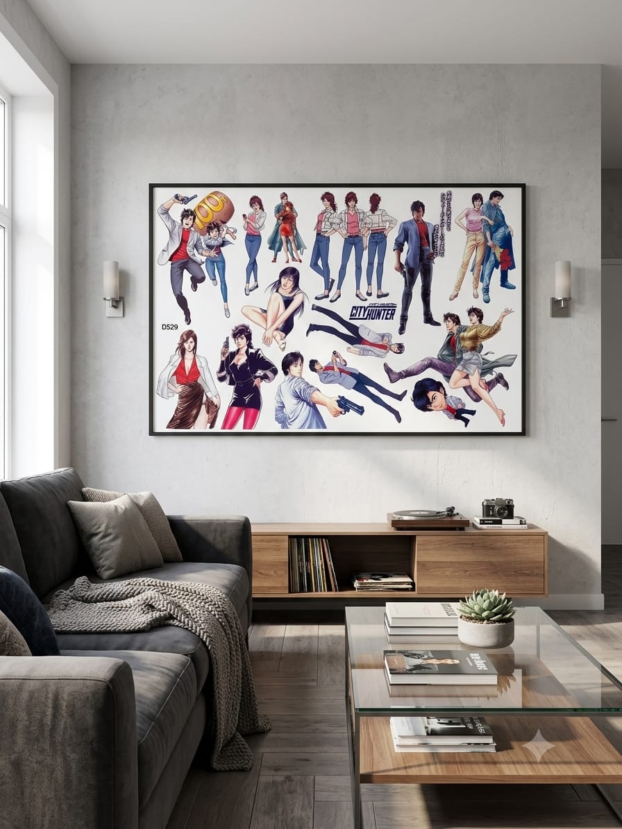 Poster City Hunter Nicky Larson Manga Anime Décoration Murale Chambre Gaming 90x60 cm