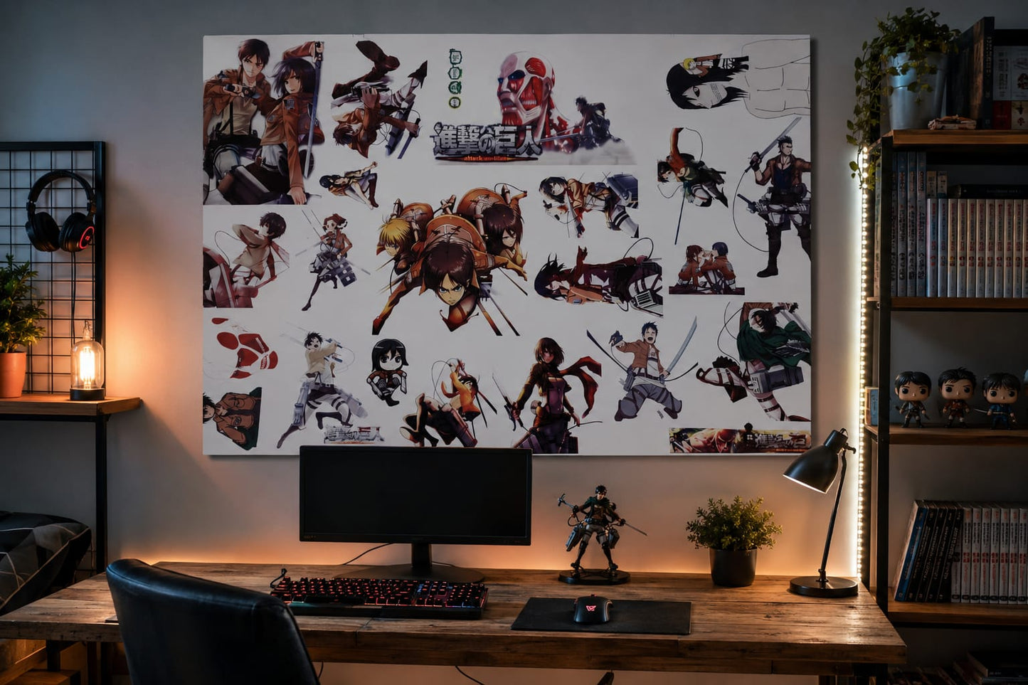 Sticker Mural Attaque des Titans 90x60 cm – Décoration Anime Manga Shingeki no Kyojin Chambre Gamer Salon