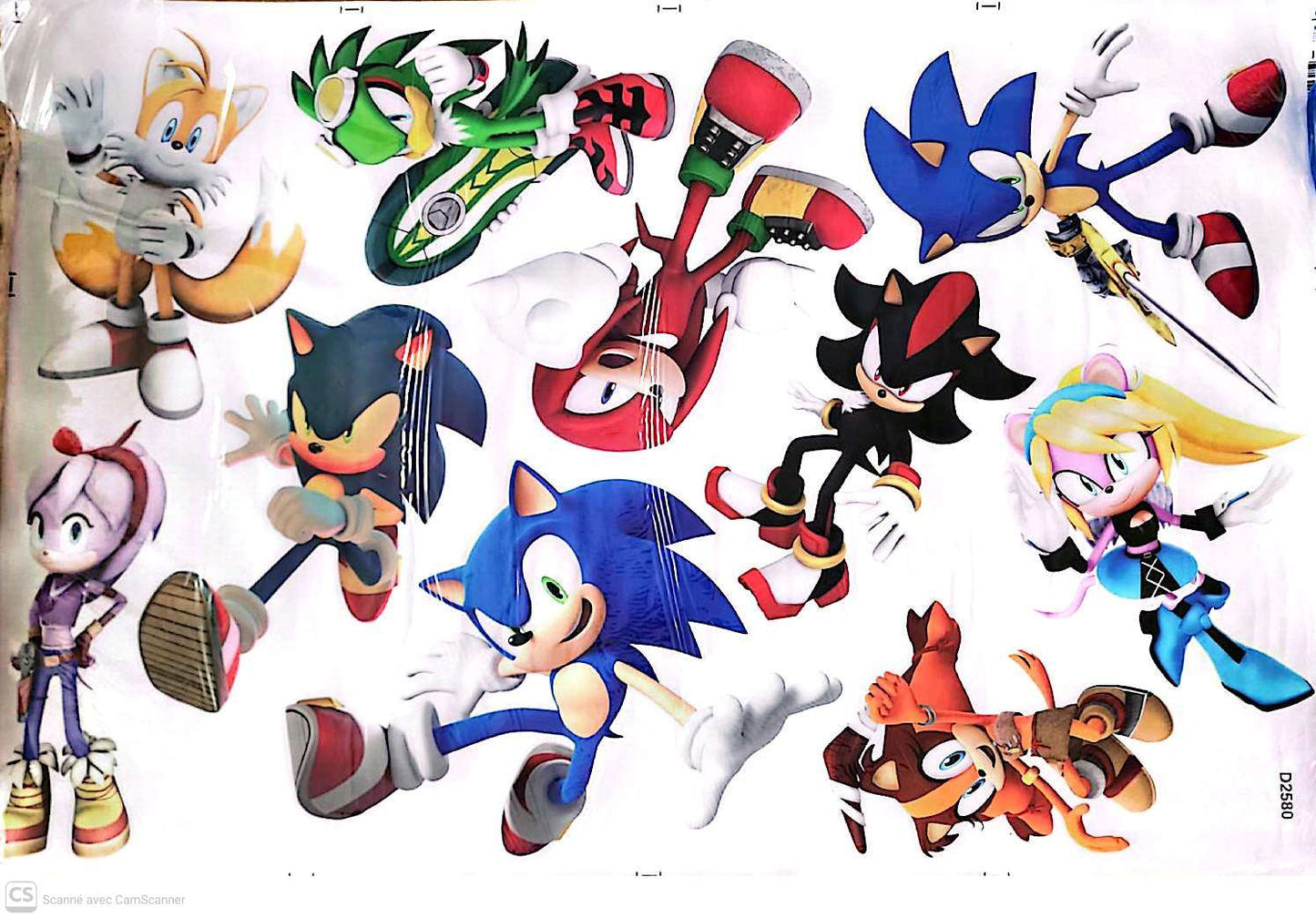 Sticker Mural Sonic the Hedgehog 90x60 cm – Sonic, Tails, Knuckles, Shadow et Amy – Décoration Chambre Gamer Sega – Poster Géant Mur