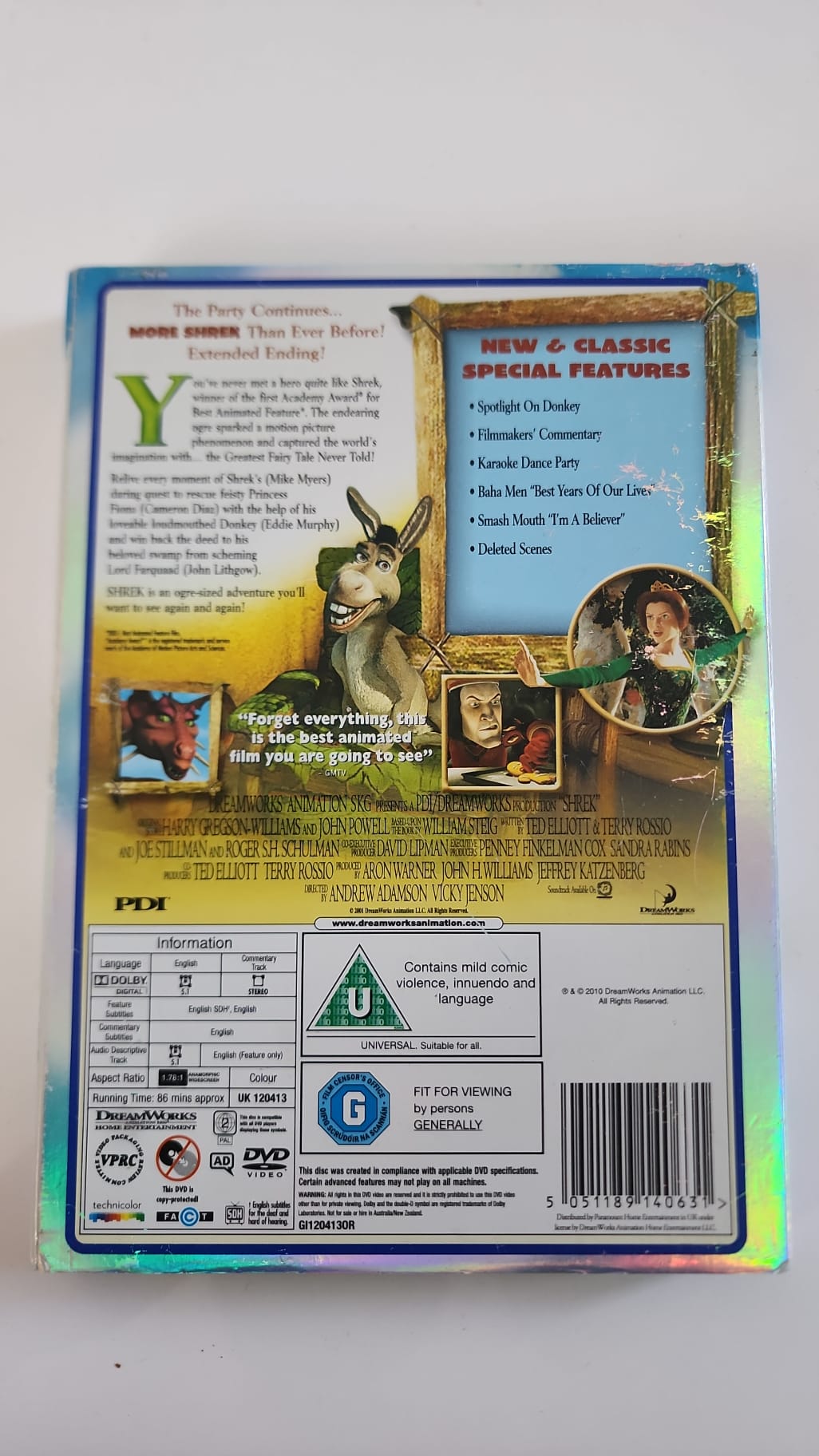 Shrek Édition Spéciale Remasterée DVD - Pochette arrière