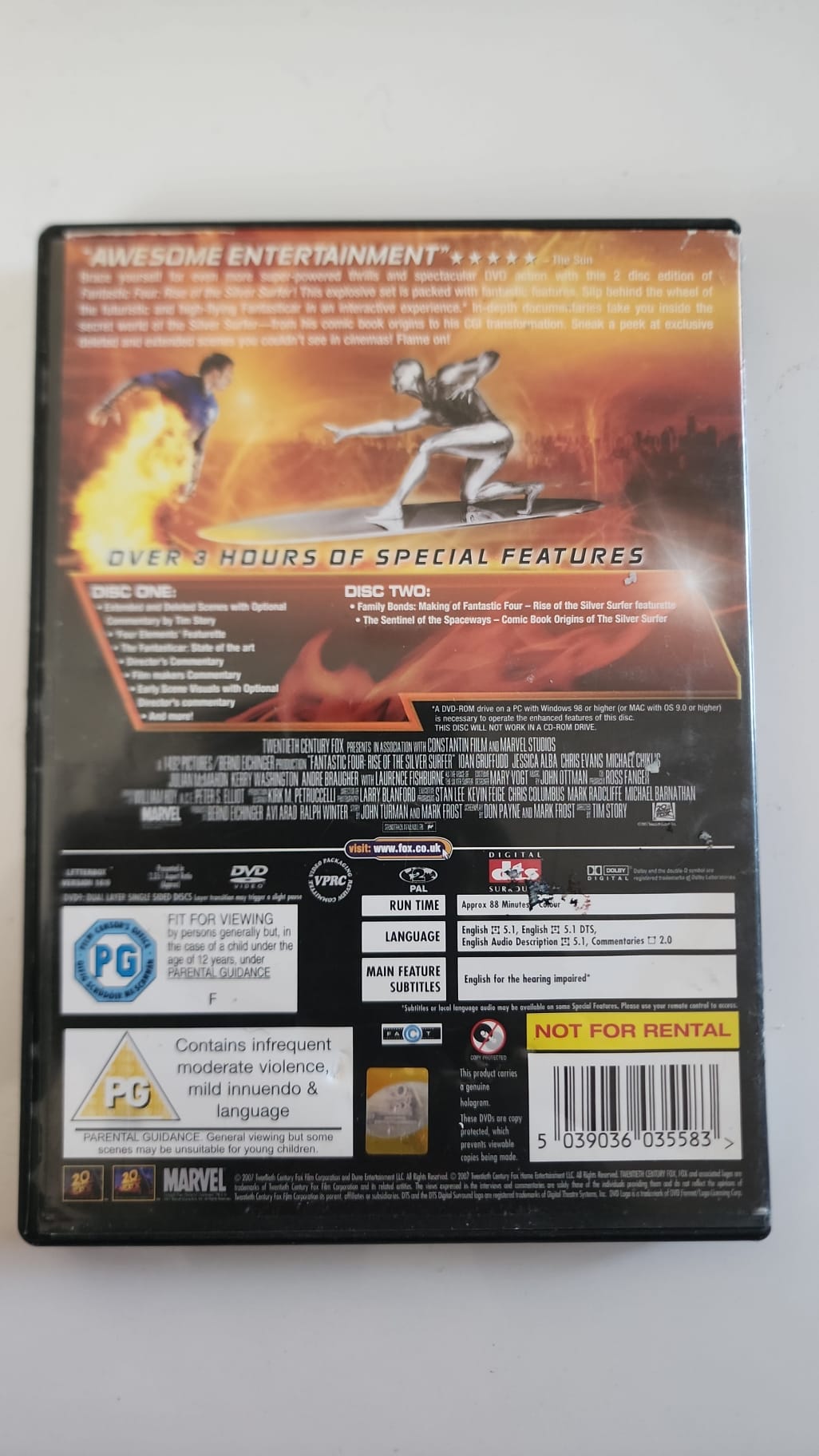 Fantastic 4 Rise of the Silver Surfer DVD - Pochette arrière