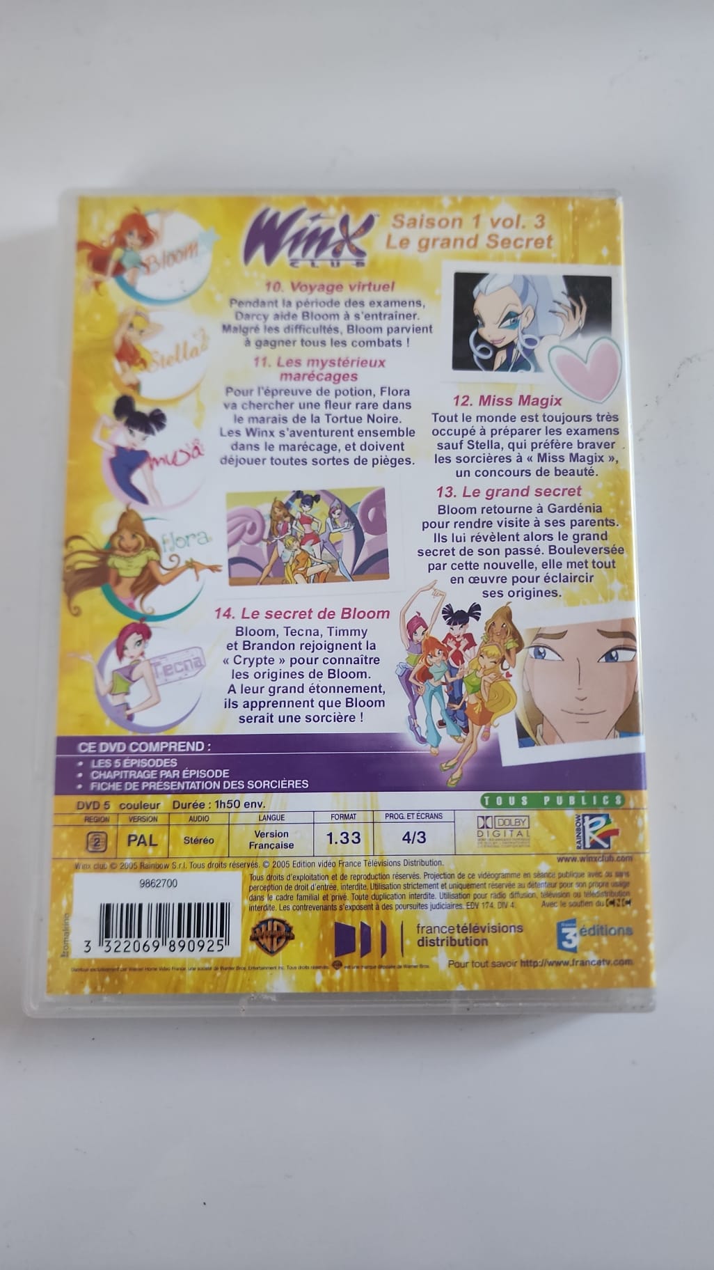 Winx Club Saison 1 Volume 3 DVD - Pochette arrière